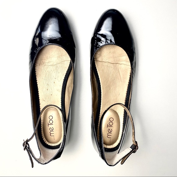 Ballet Flats, Ankle Strap, Comfort Sole, Genuine Patent Leather, by Me Too, GUC - Picture 2 of 14